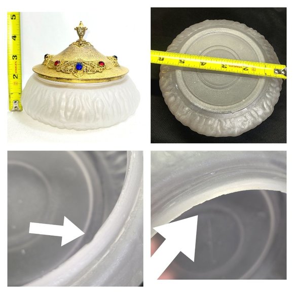 Hollywood regency style gold and glass gems dresser jar - Picture 10 of 10